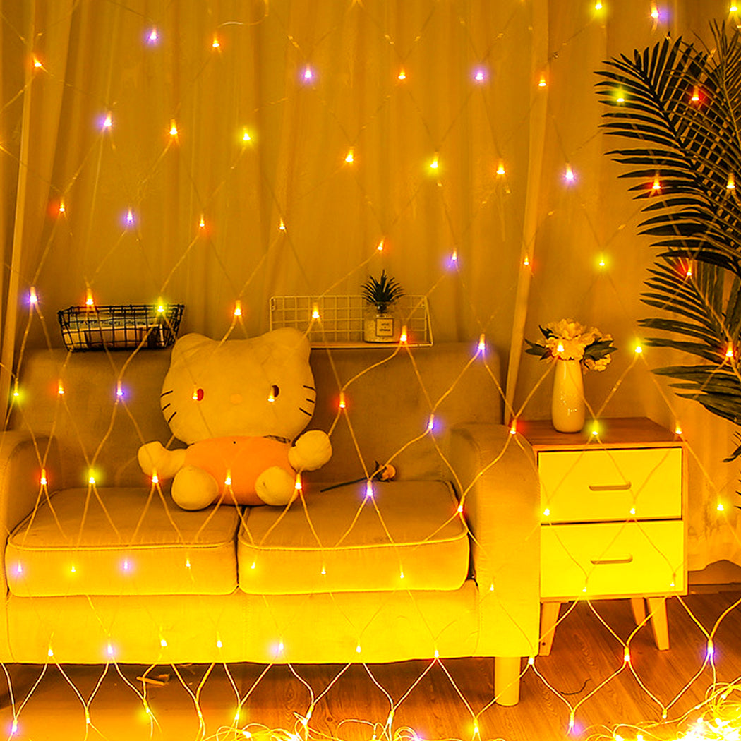 320LED Fairy Lights Net Mesh Curtain Multi-Coloured-1942353050064785415