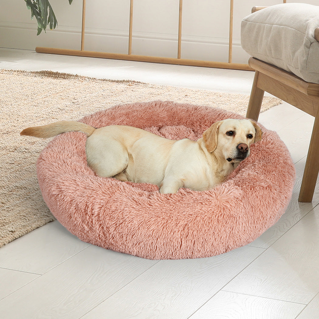 PaWz Pet Bed Cat Dog Donut Nest Calming L Pink Large-1942353253815685127