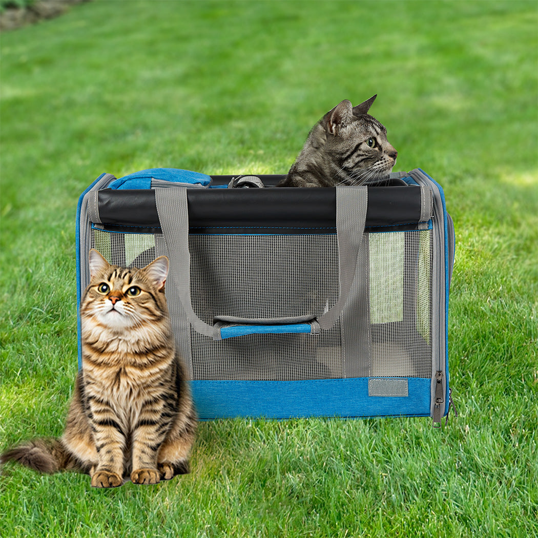 Pawz 3 in 1 Pet Soft Crate Dog Cat Carrier M Size Blue-1942353703981944839