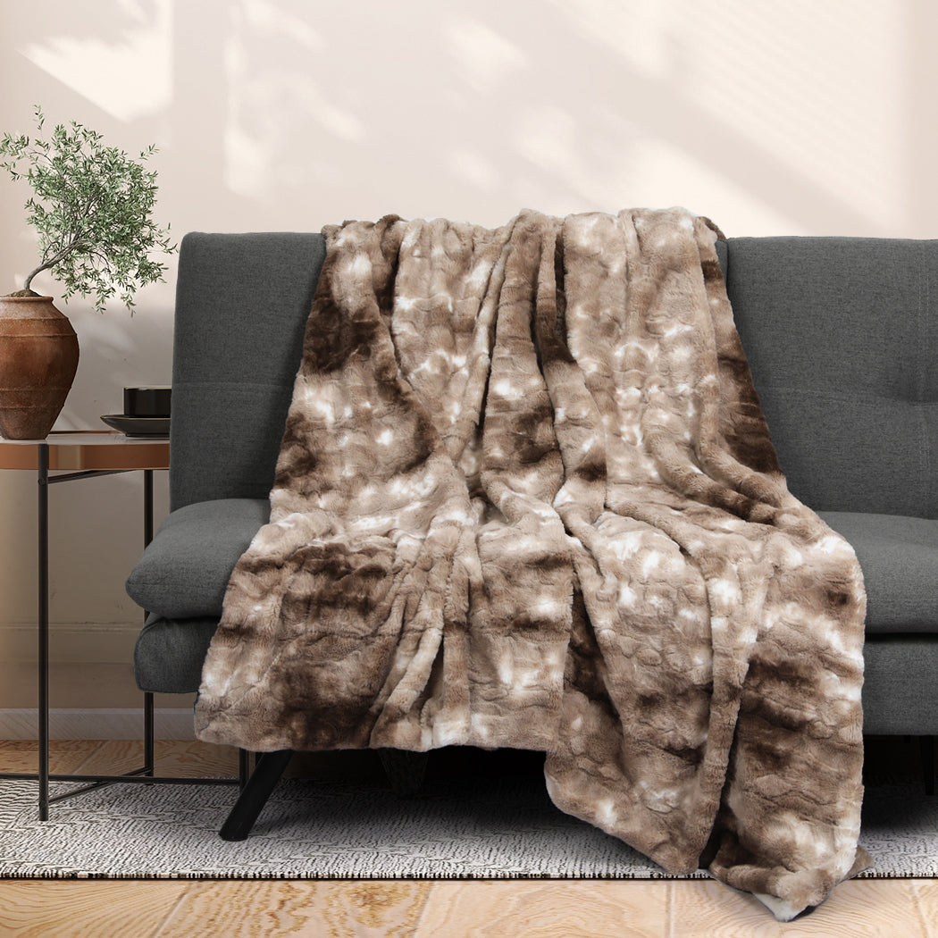 Dreamz Luxury Tie-dyed Blanket Brown 127cm x 152cm-1942353604396584966