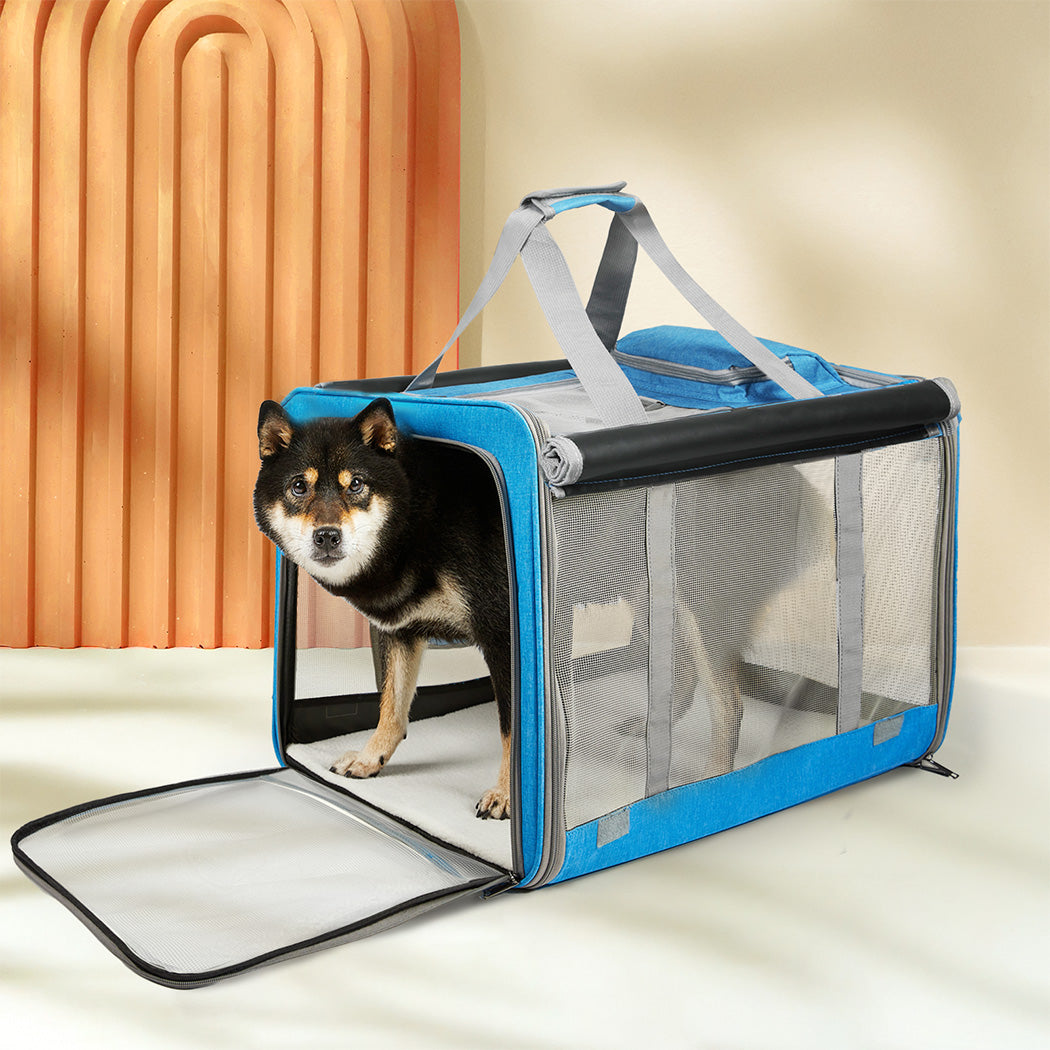 Pawz 3 in 1 Pet Soft Crate Dog Cat Carrier L Size Blue-1942353703617040391