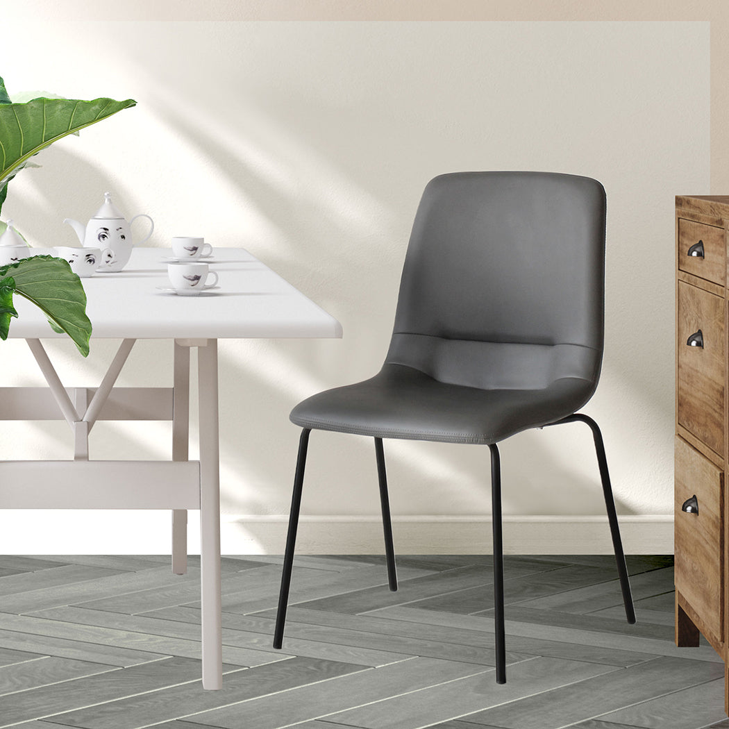 Levede Stackable Dining Chairs Kitchen Grey-1910113294778241031