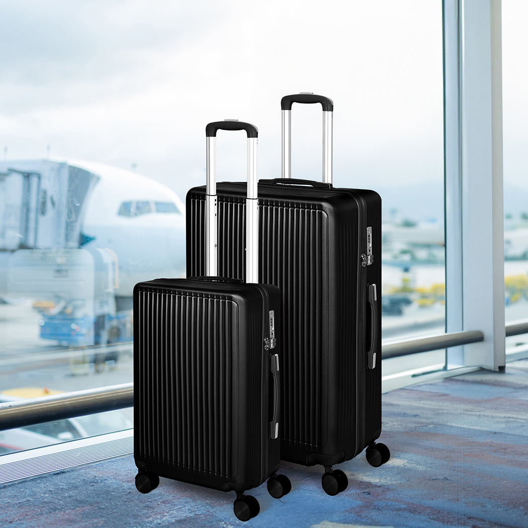 Slimbridge Luggage Suitcase Trolley Black 2pc 20"+28"-1942352947702796295