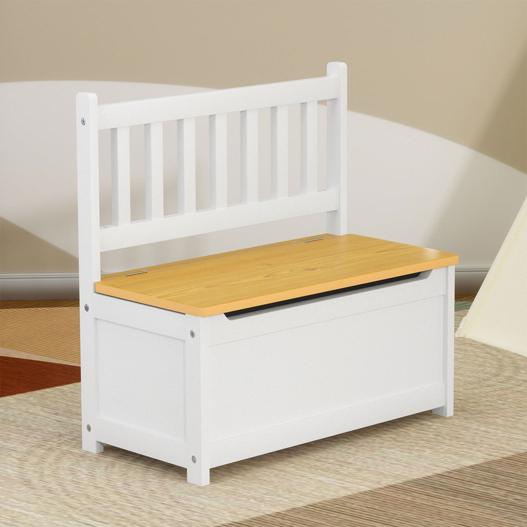 Levede 2-In-1 Kids Toys Storage Bench Box Wooden Chair-1919278366339502087