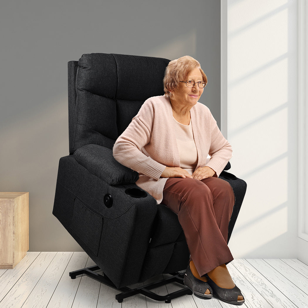 Levede Recliner Chair Electric Lift Black-1910112921023811591