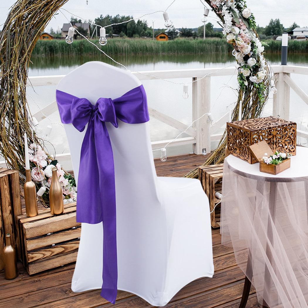 20x Table Runner Satin Chair Sashes Eggplant-1942353139684478982