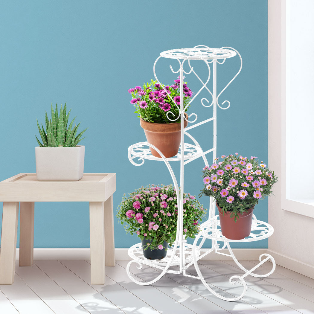 Levede Plant Stand Outdoor Indoor Metal White-1942353739570614279