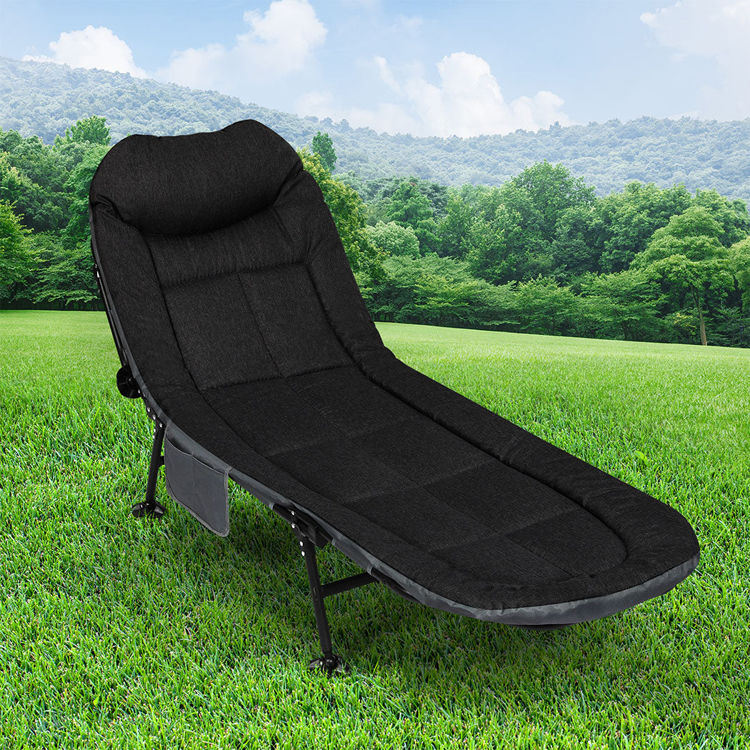 Levede Folding Camping Bed Camp Cots Black-1937319799562571783