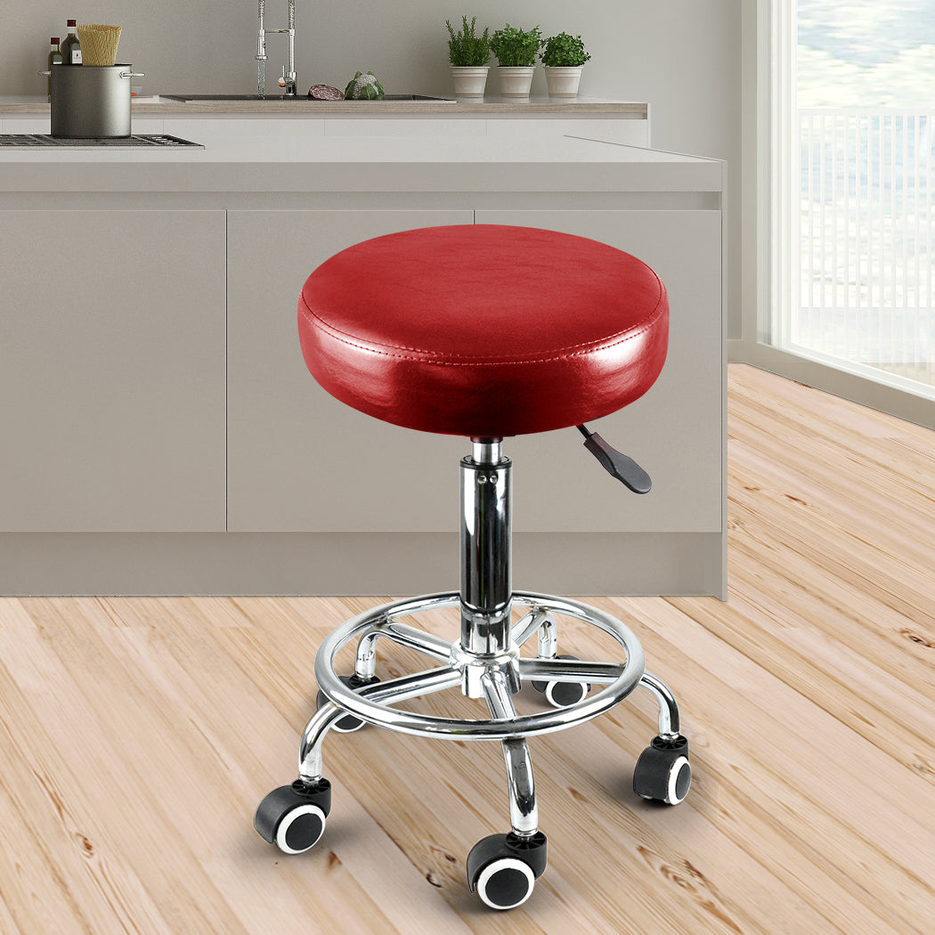 Levede Salon Stool Swivel Barber Stools Red-1910112553606975495