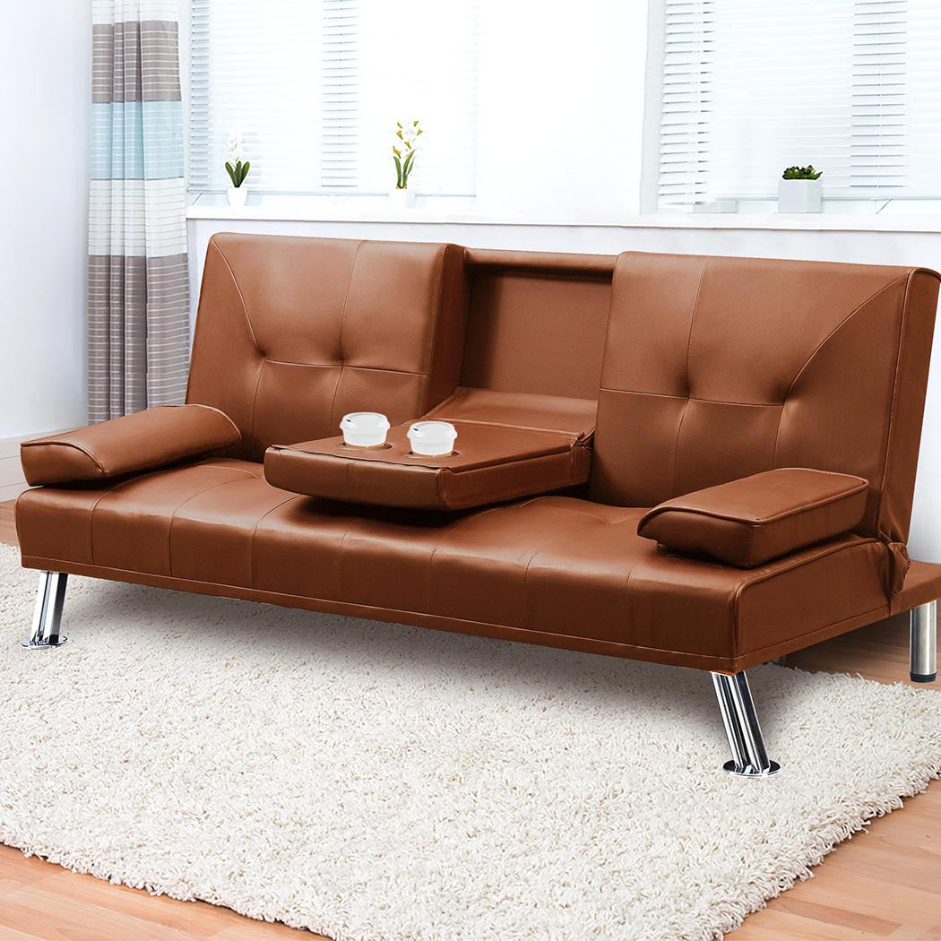 Levede Sofa Bed Adjustable Recliner Brown-1910113319998590983