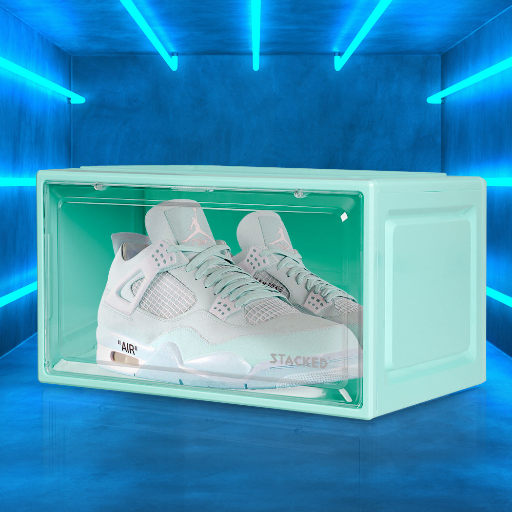 Stacked Sneaker Display Case Stackable Cyan-1942352814785302535