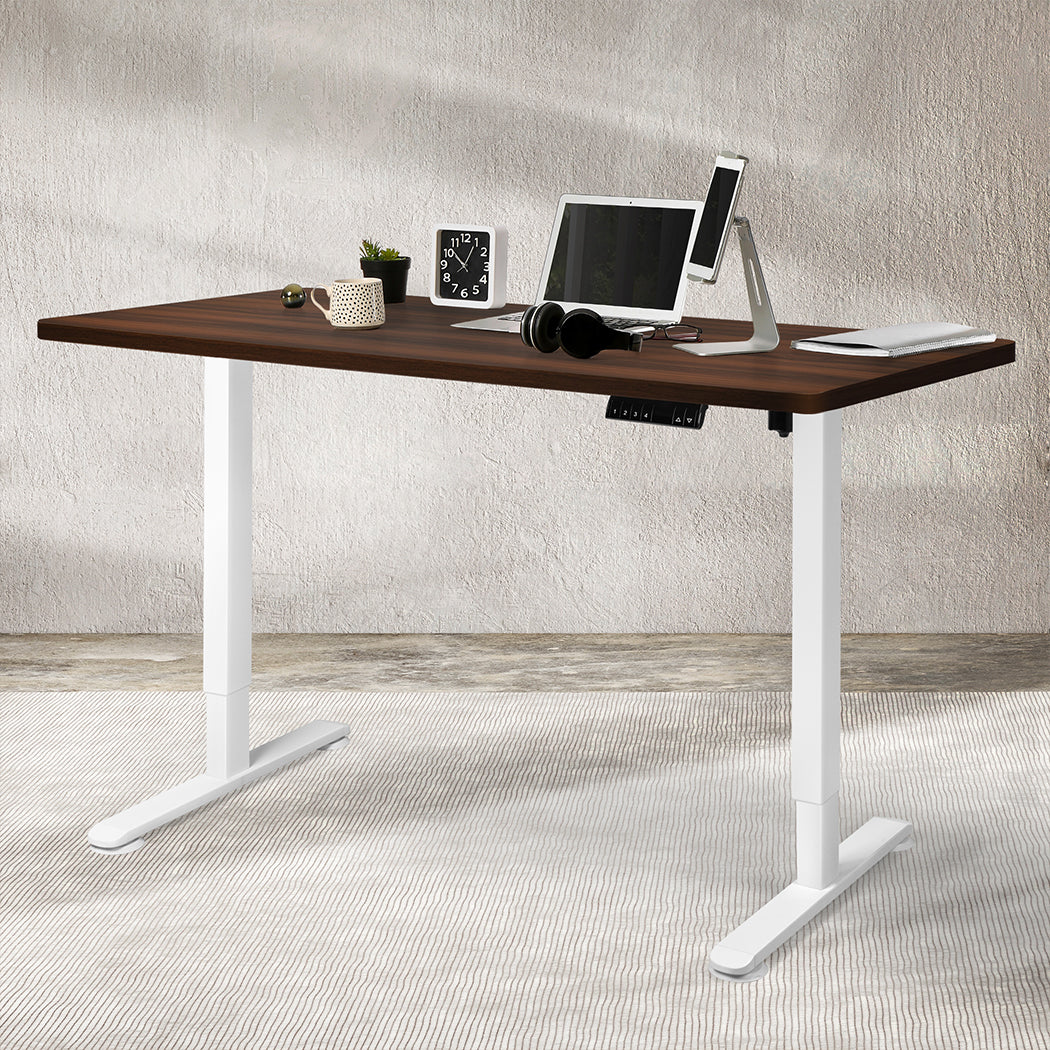 Levede Motorised Standing Desk Adjustable 140cm Walnut 1000x 1MM-1910112997444030471