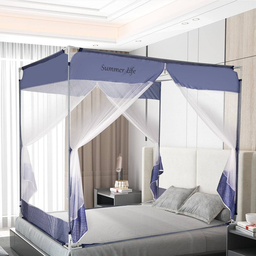 Dreamz Mosquito Bed Nets Foldable Canopy Square Blue-1910112871434555399