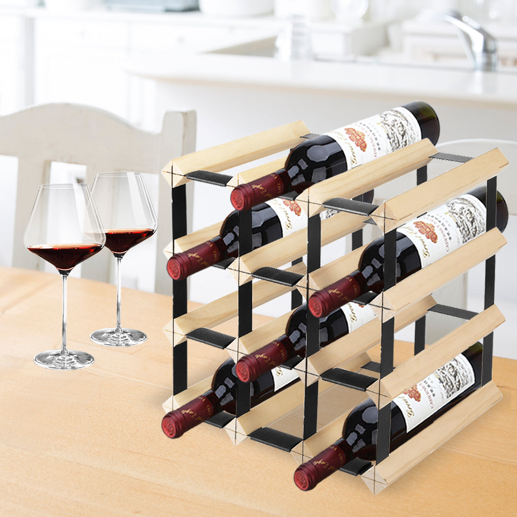Levede Timber Wine Storage Rack Wooden 12 Bottle-1942353774542721031