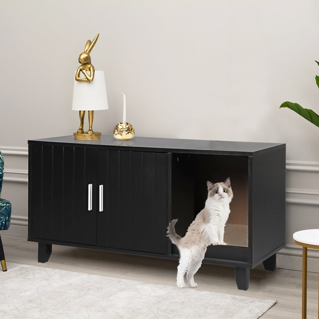 PaWz Enclosed Cat Litter Cabinet Box Black-1942352745675755527