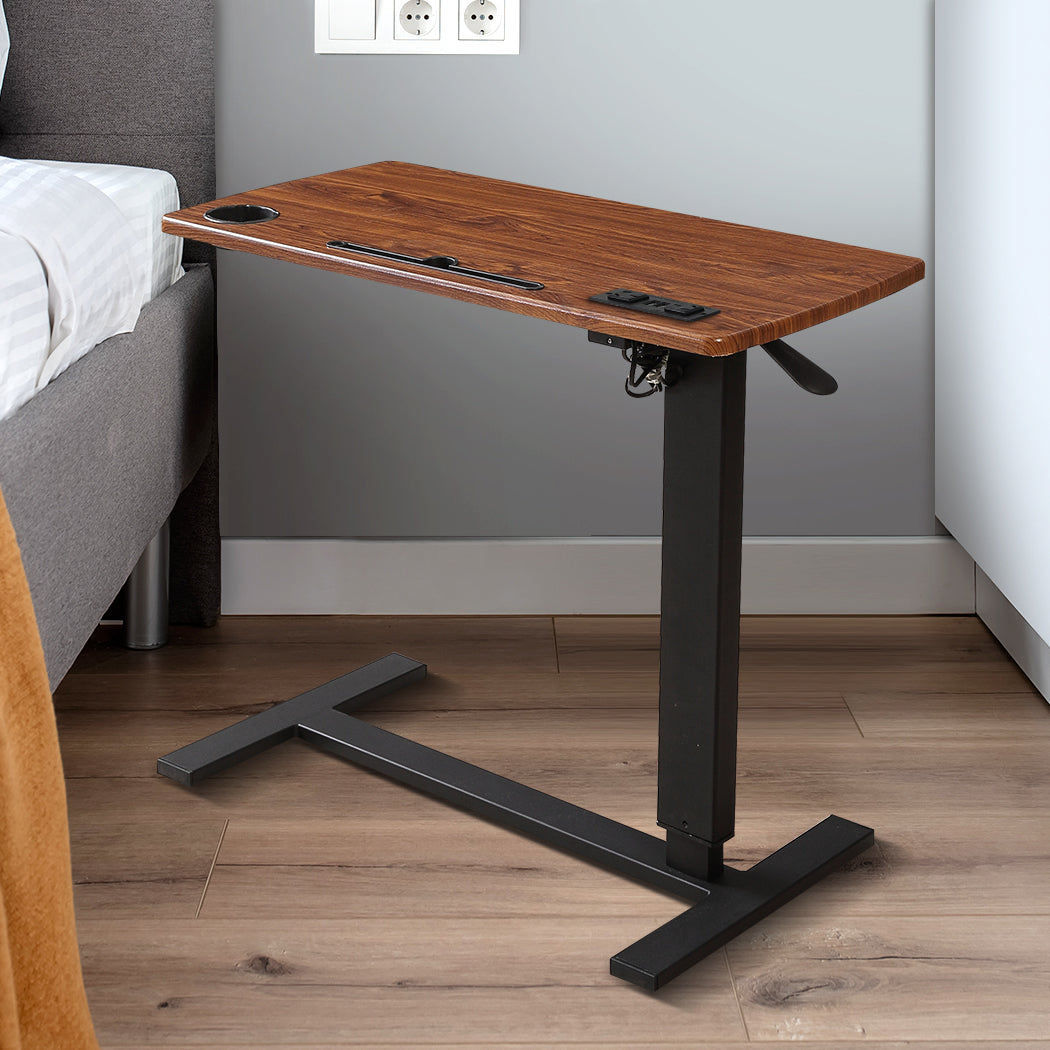 Levede Mobile Standing Desk Foldable Brown Fold-1910113012719685639