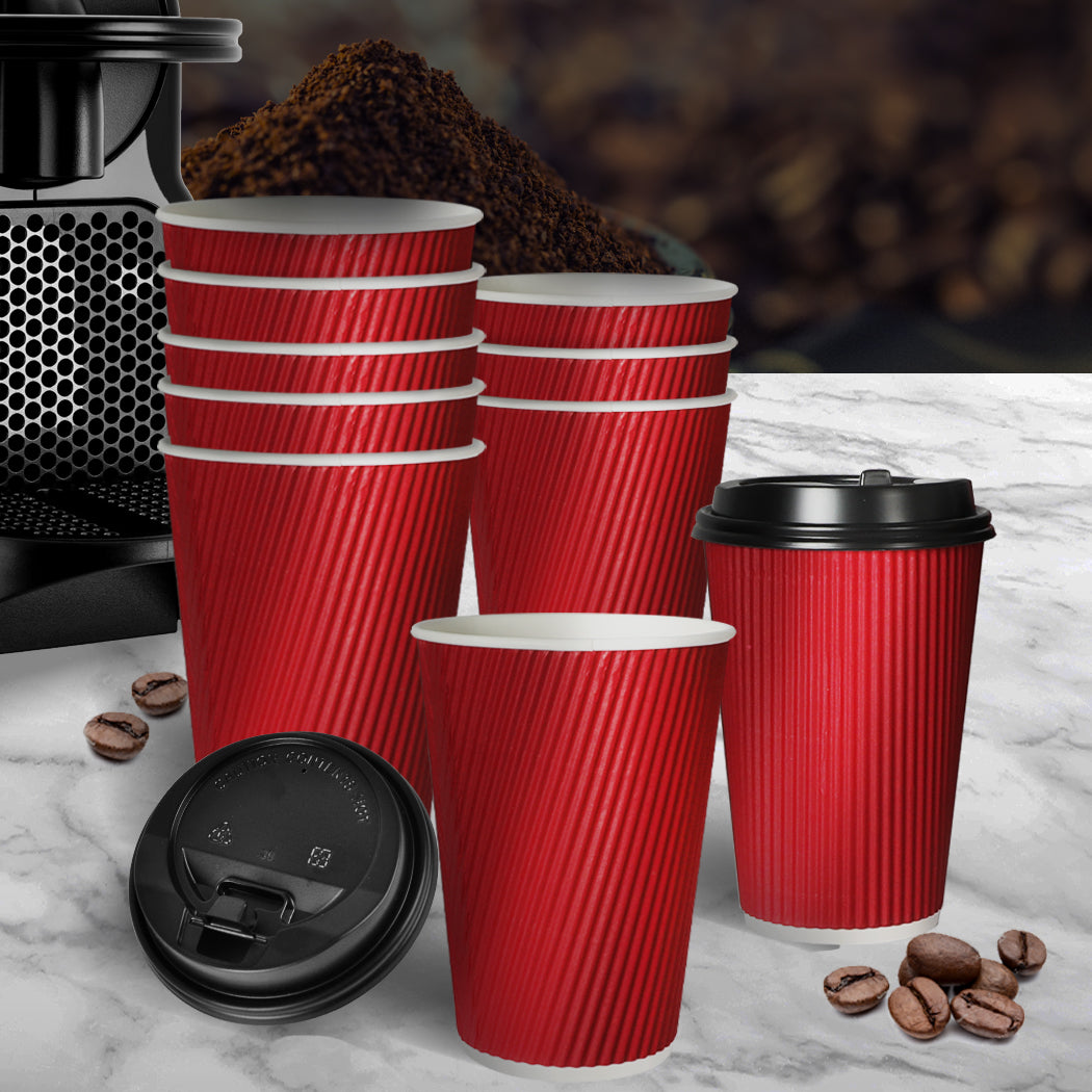 100 Pcs 16oz Disposable Takeaway Coffee Red-1942353276968243207