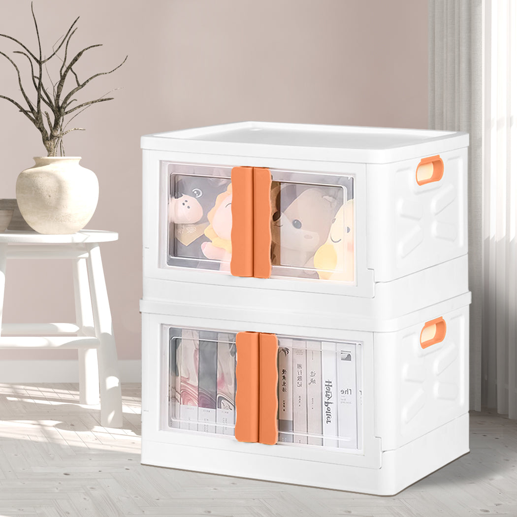 Storage Container Stackable Plastic Pink-1942352813787058183