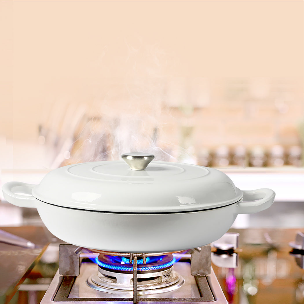 TOQUE 3.5L Enamel Dutch Oven Pan in White Colour-1942352919689039879