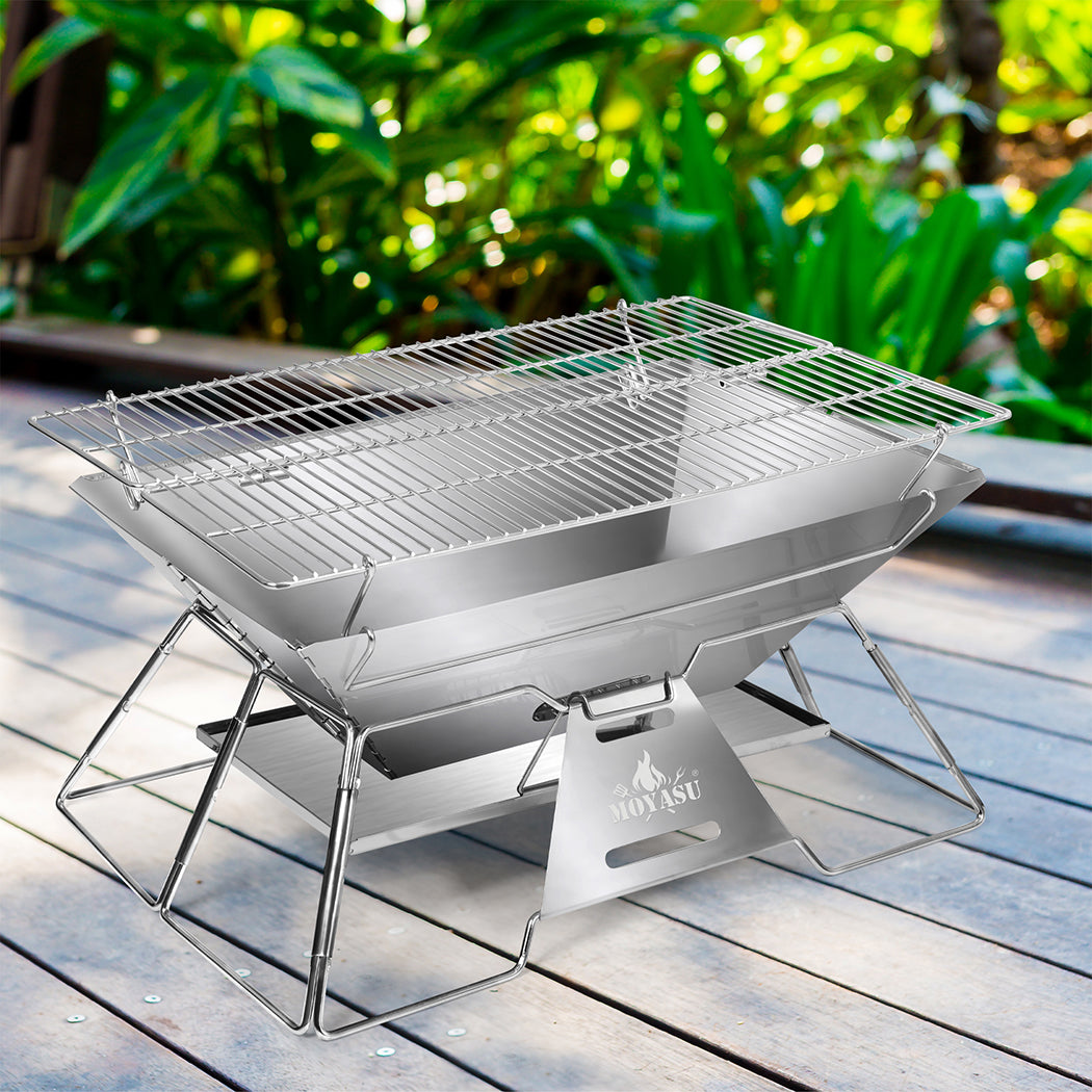 Levede Portable Folding BBQ Charcoal Grill Silver-1942353695664640007