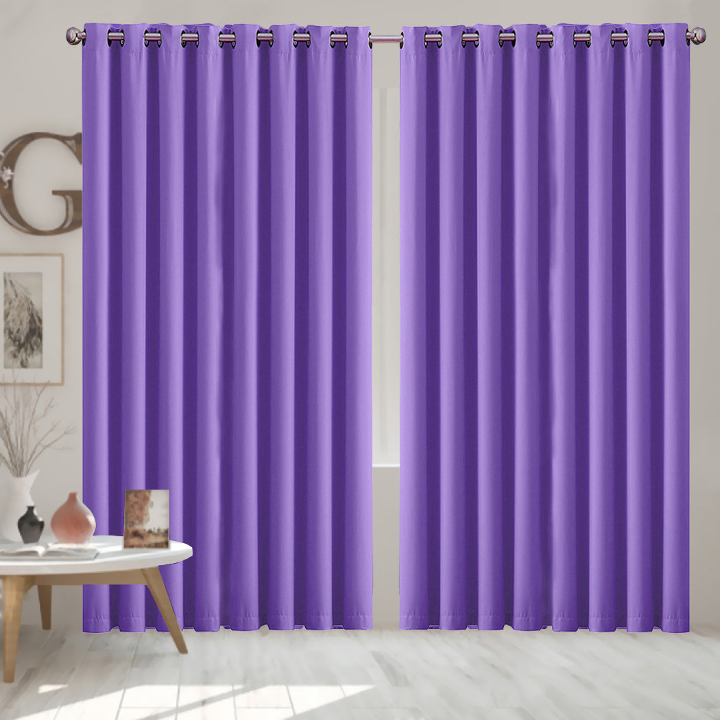 2x Blockout Curtains Panels 3 Layers Purple CD1003-300X230-GY-1942353386418606086