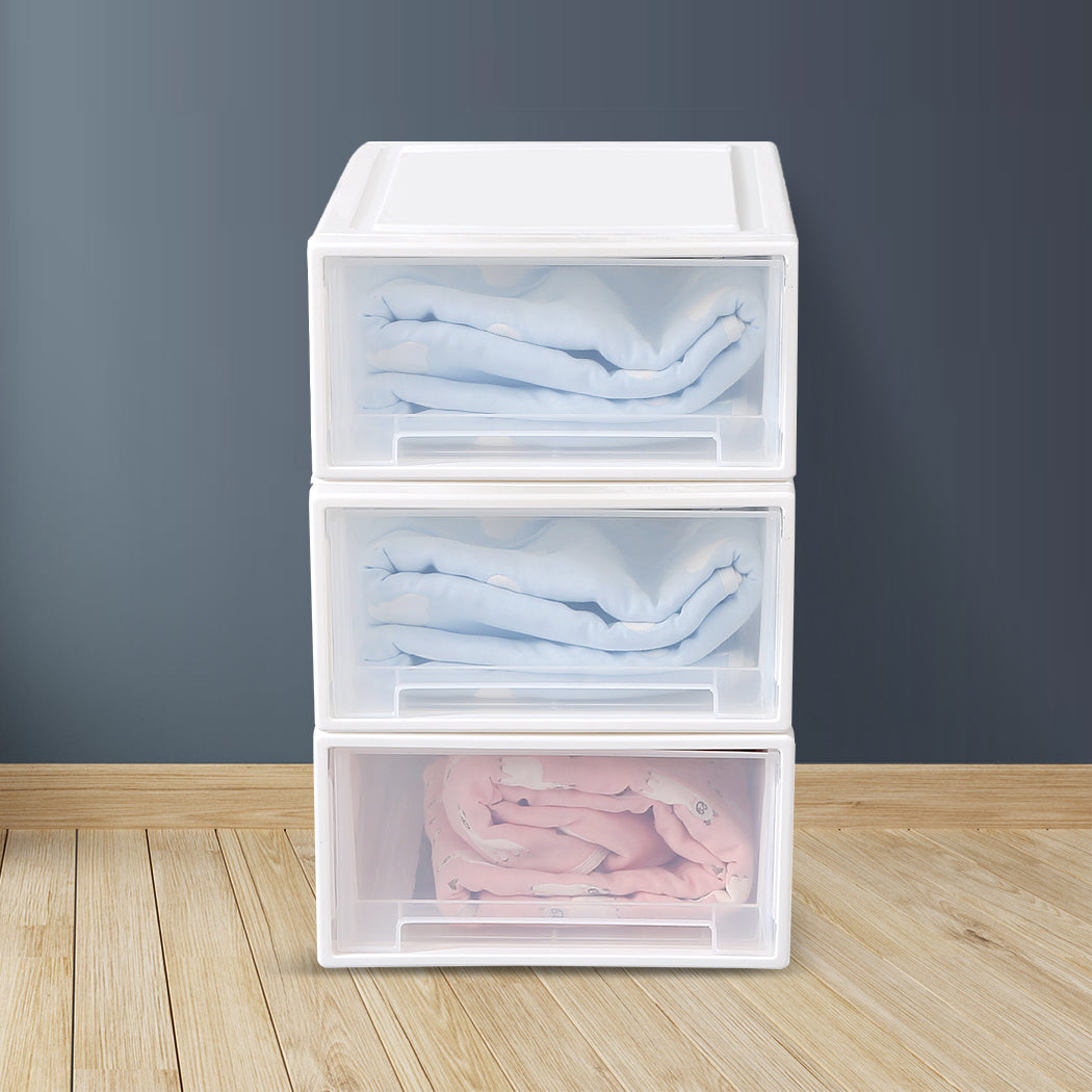 Plastic Storage Box Stackable Containers M 3PK Medium-1942352809819246598