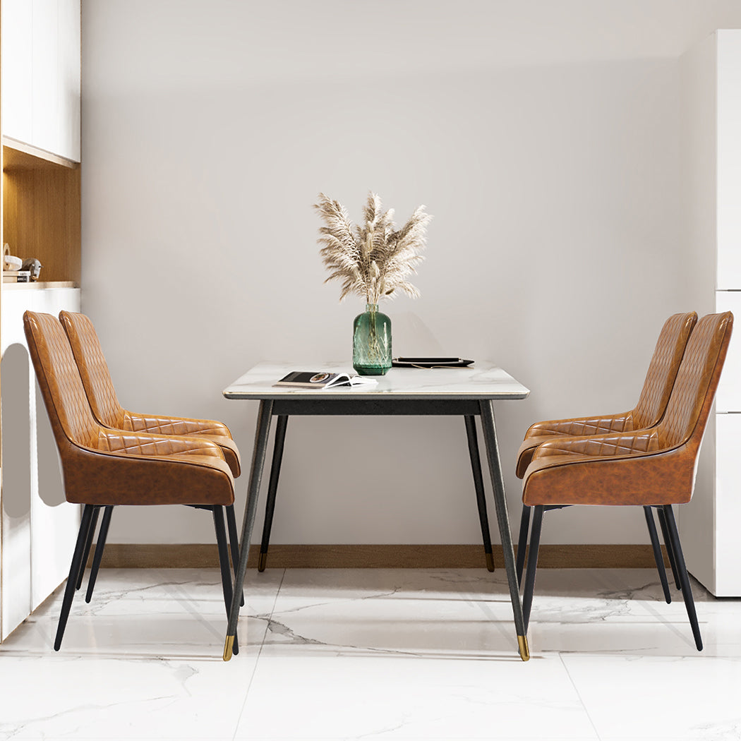 Dining Chairs x 4 Padded Seat PU Faux Leather-1910112199922290695