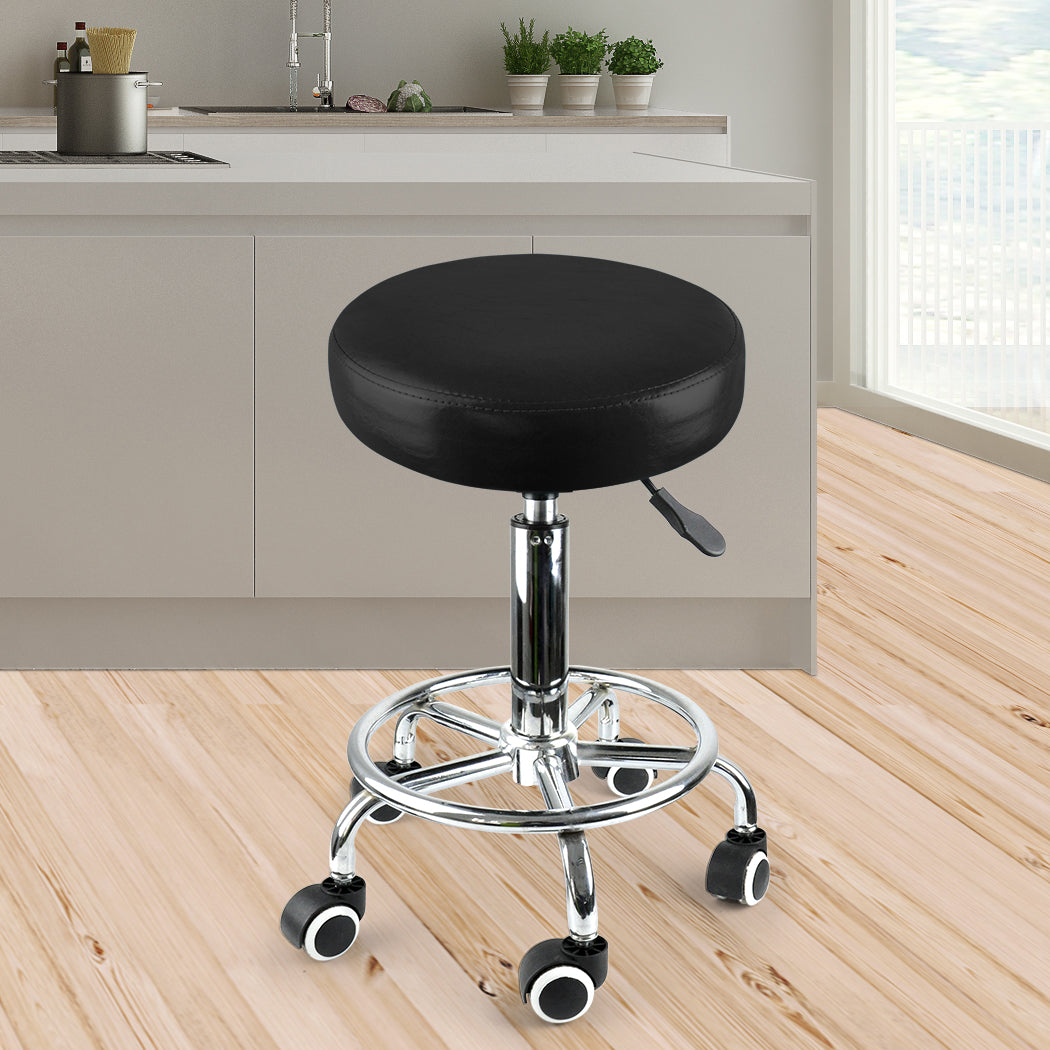 Levede Salon Stool Swivel Bar Stools Black-1910112553774747655