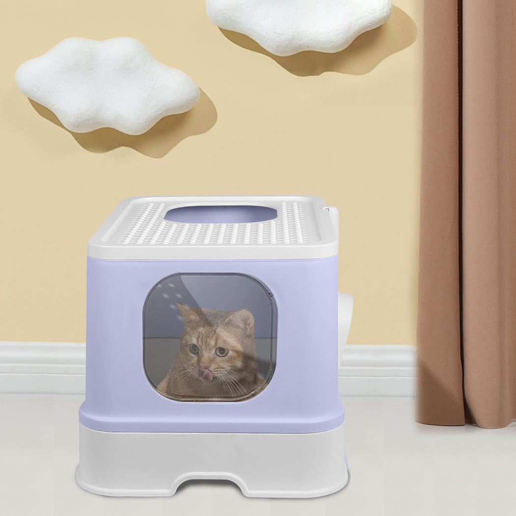 PaWz Cat Litter Box Fully Enclosed Toilet Purple-1942353065147502599