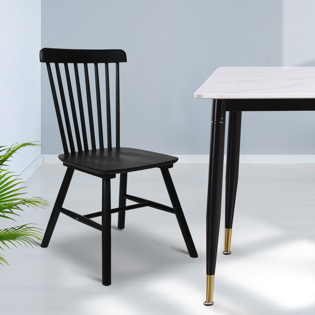 Levede 2x Dining Chairs Kitchen Winsor Black-1910113281712984071
