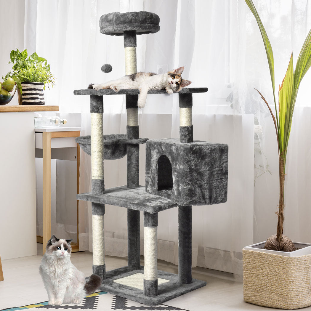 PaWz 130cm Cat Tree Toy Scratching Post Grey-1942353259566075911