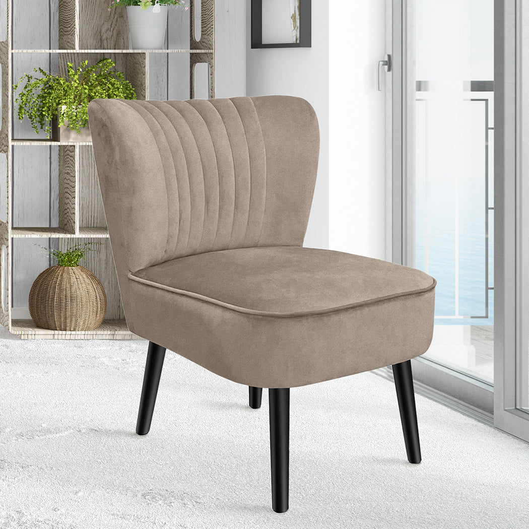 Levede Accent Chair Foot Stool Set Ottoman Cream-1919892908006313991
