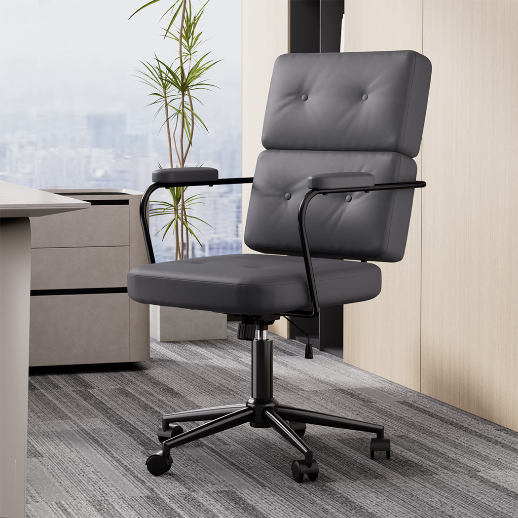 LEVEDE Ergonomic Office Chair Computer PU Grey-1937319820773167111