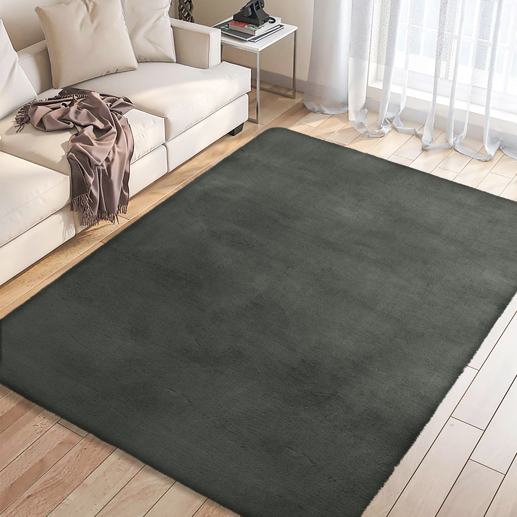 Marlow Floor Rugs Area Rug Fluffy Faux 160X230CM Grey-1942353171804459014