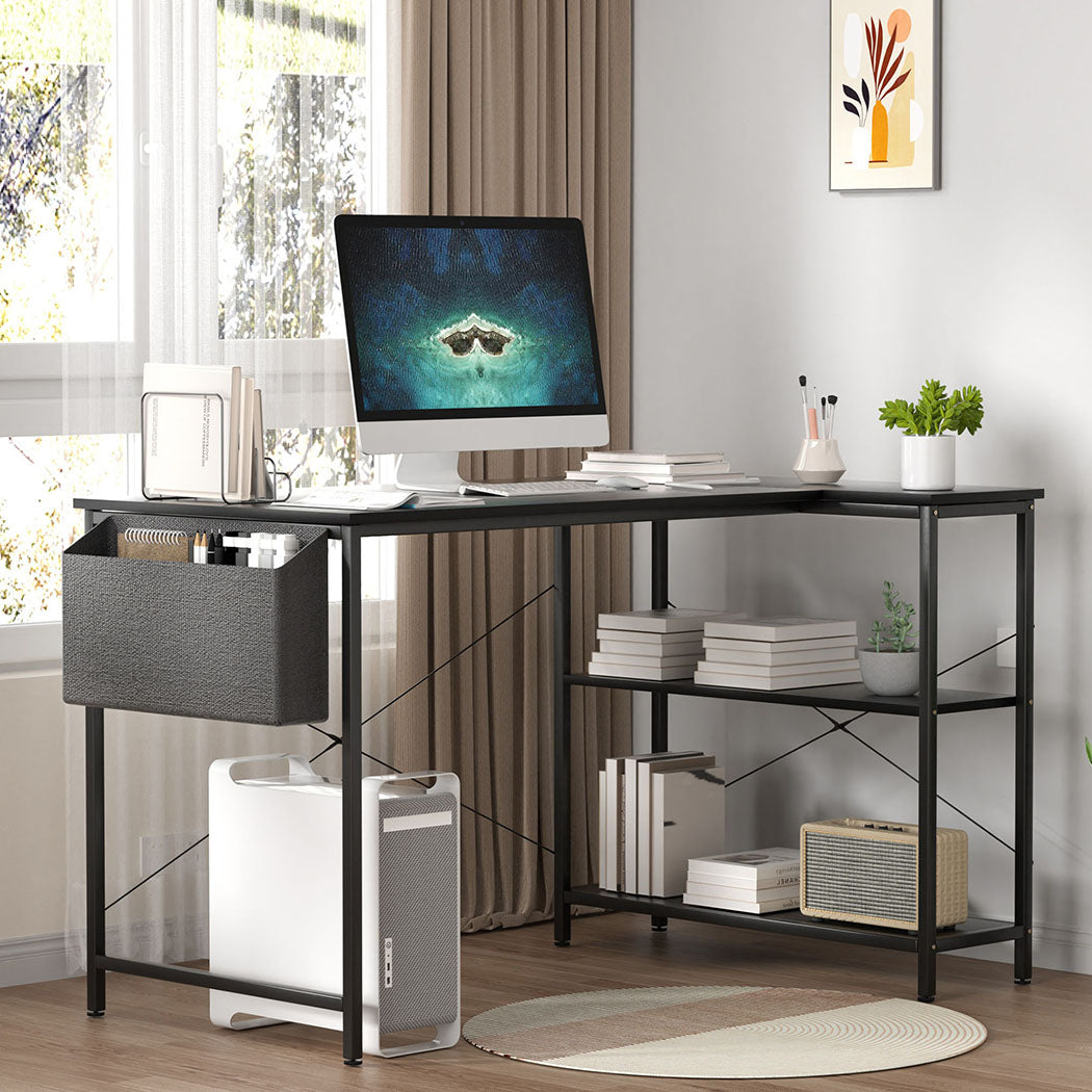 Levede L Shaped Computer Desk Corner Desk Black-1937319785369047047