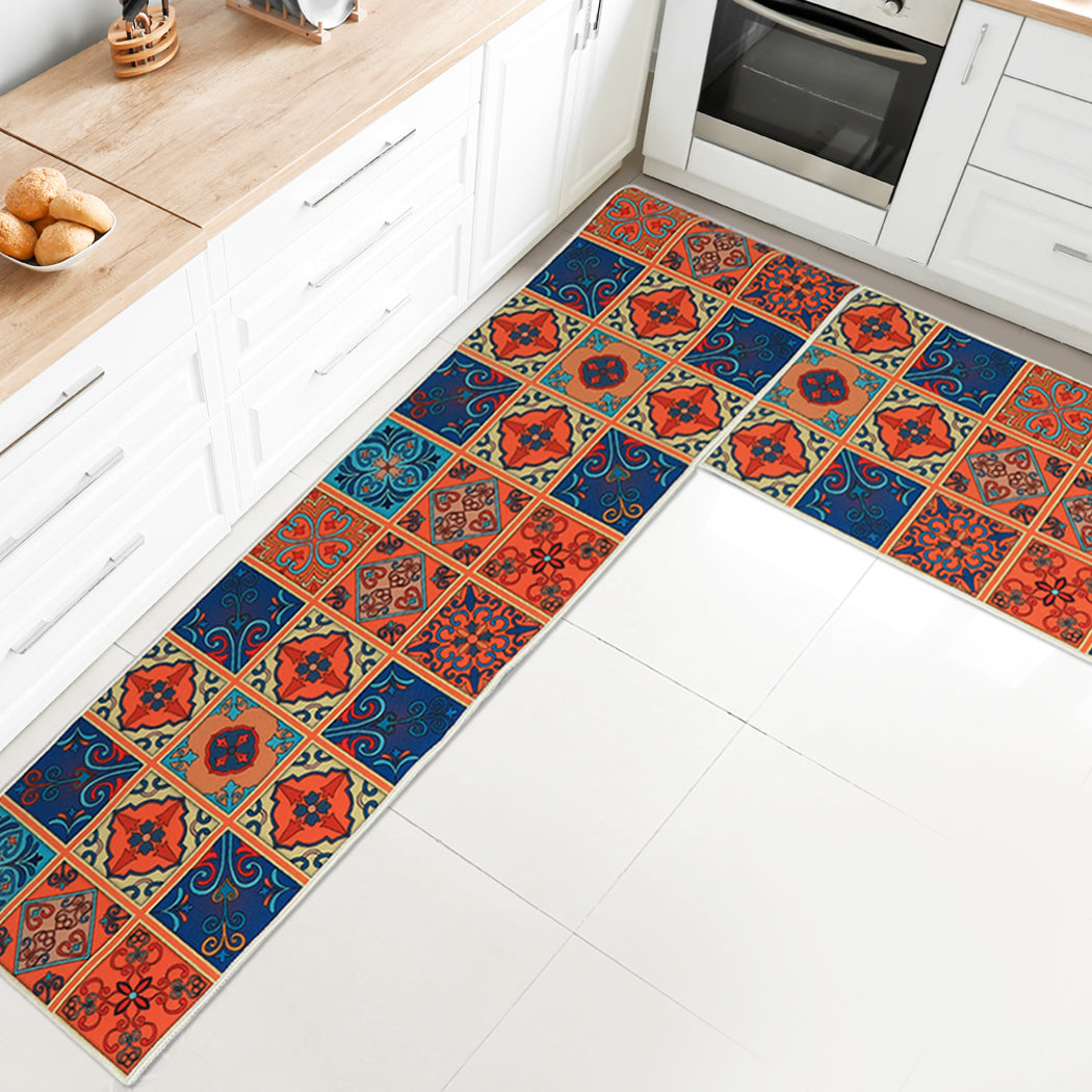 Marlow 2x Kitchen Mat Floor Rugs Area 45x150cm-1942353169854107655