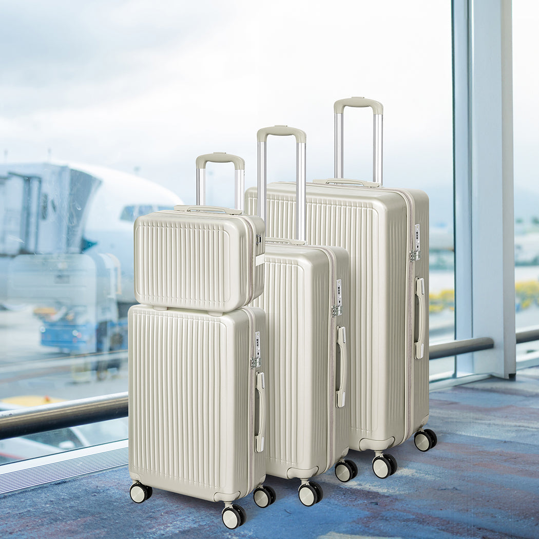 Slimbridge Luggage Suitcase Trolley White 4pc 14"+20"+24"+28"-1942352949233717255