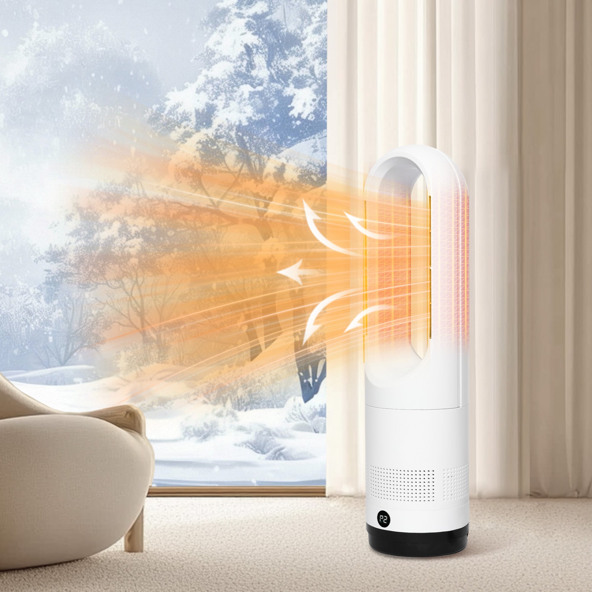 Spector Bladeless Tower Fan 2 In 1 Cooler & Heater Fan-1919892813068242950