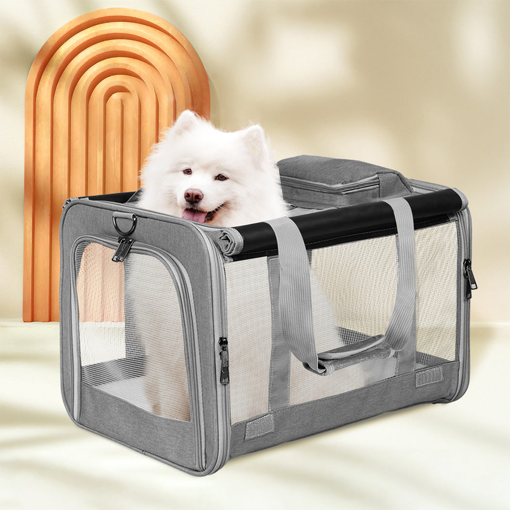 Pawz 3 in 1 Pet Soft Crate Dog Cat Carrier XL Size Grey-1942353704543981575