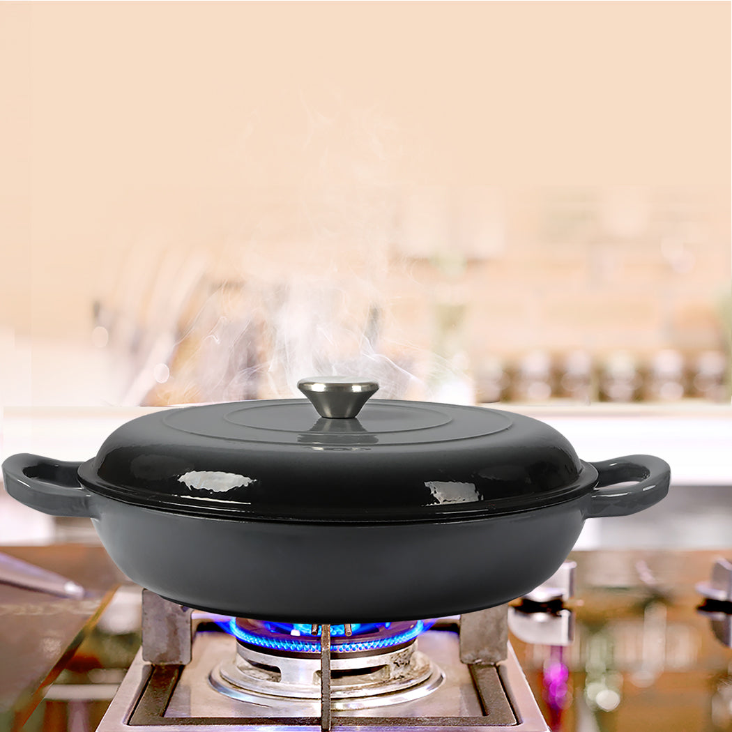 3.5L Enamel Dutch Oven Pan in Black Colour-1942352919340912647
