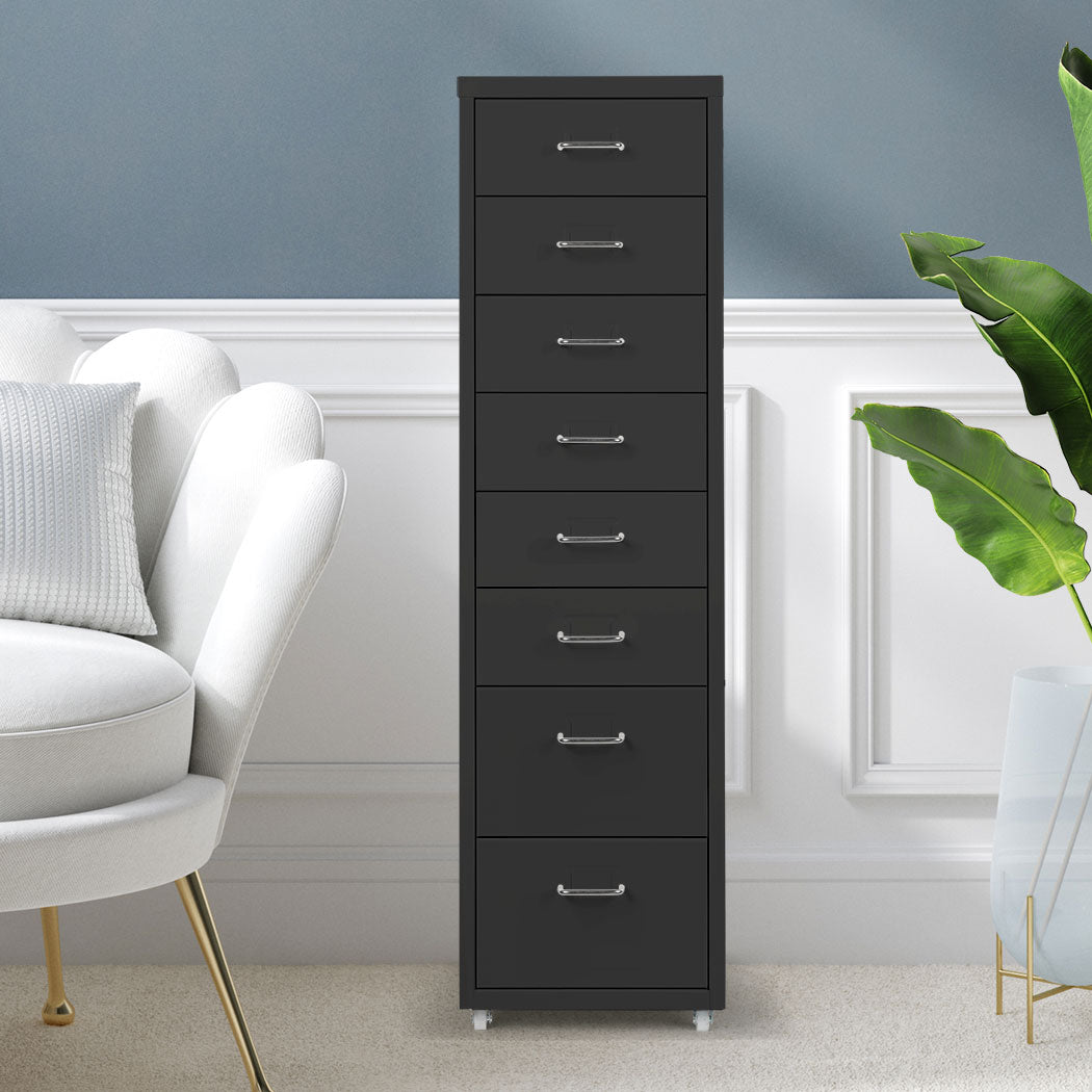 Levede 8 Drawer Office Cabinet Drawers Black-1917016720166490118