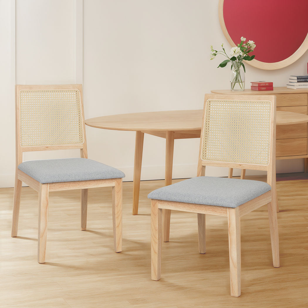 Levede 2x Rattan Dining Chair Solid Wood Lounge-1937319813655433223