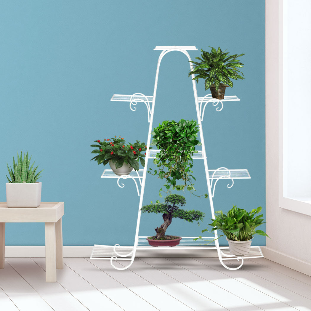 Levede Plant Stand Outdoor Indoor Metal White-1942353740073930759
