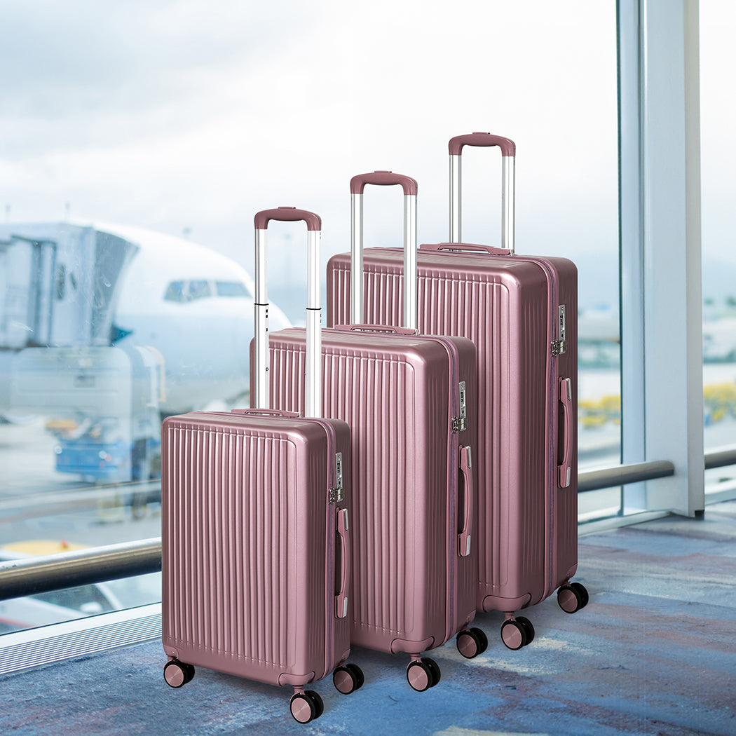 Slimbridge Luggage Suitcase Trolley Rose gold 3pc 20"+24"+28"-1942352948487131143