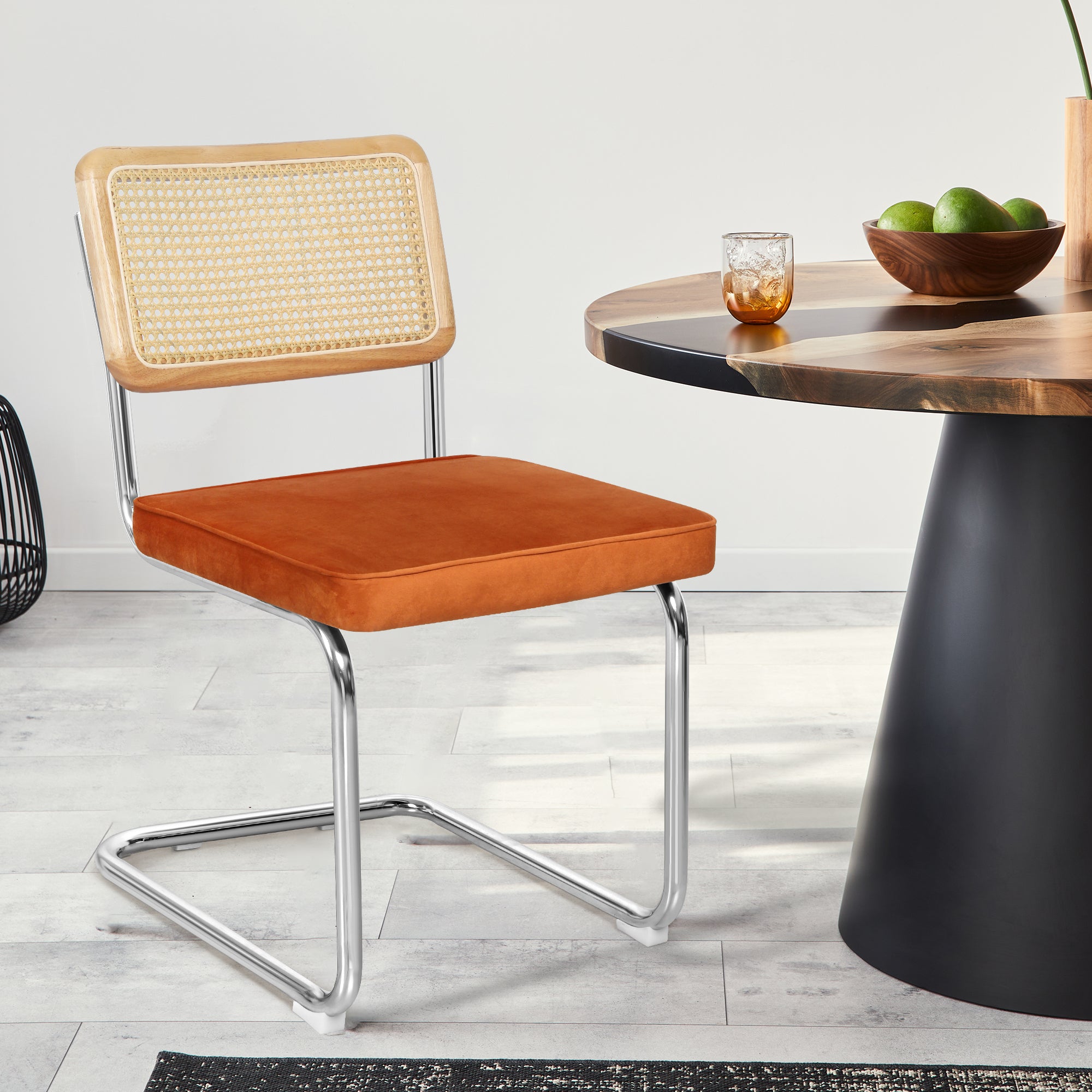 Levede 2xRattan Chair Dining Chairs Orange-1937319839869833223
