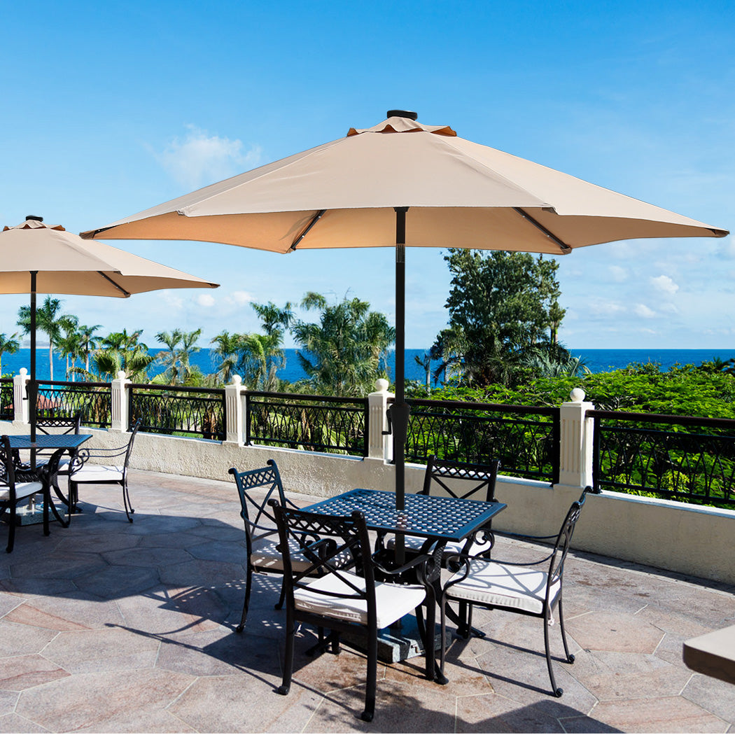 Centra 2.7M LED Outdoor Umbrella Base Stand Khaki-1942353663884398599