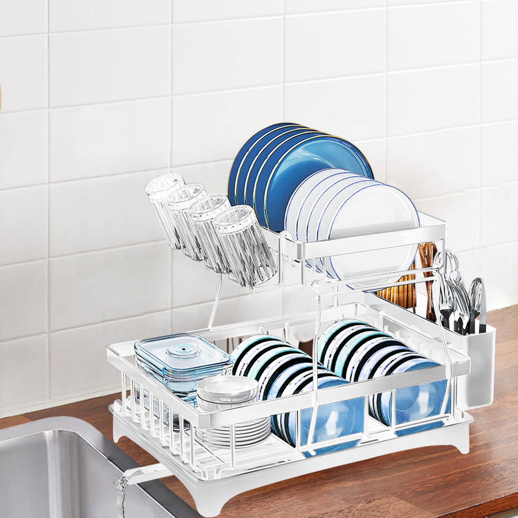 TOQUE Dish Rack Drying Drainer Kitchen White-1942352917201817607
