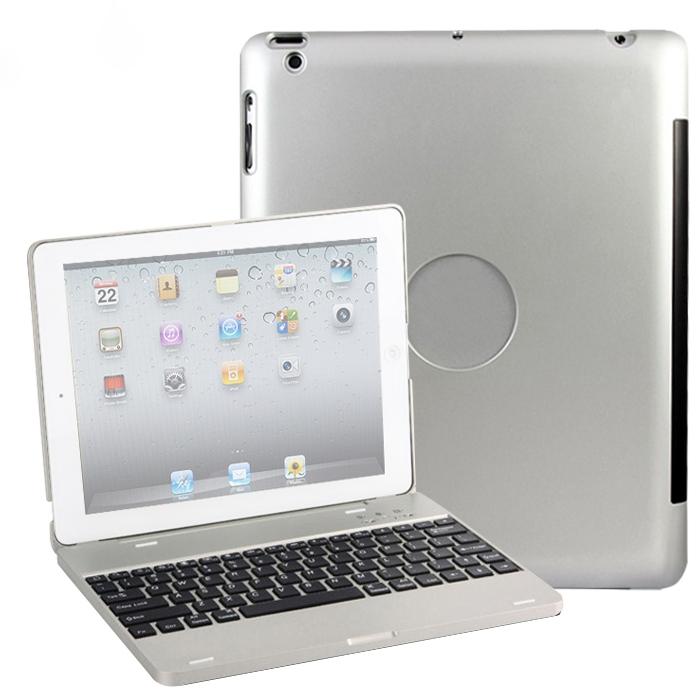 Aluminum Bluetooth Keyboard Tablet Case For Ipad 4 / 3 / 2 - Silver-1915196598778990597