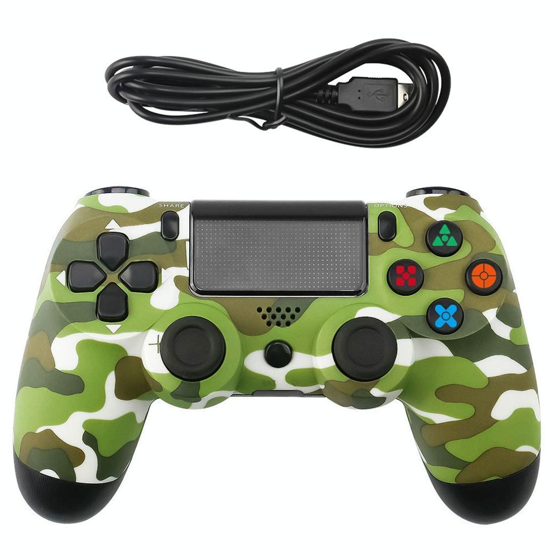 Snowflake Button Wired Gamepad For Ps4 - Green Camouflage-1915197515121168384