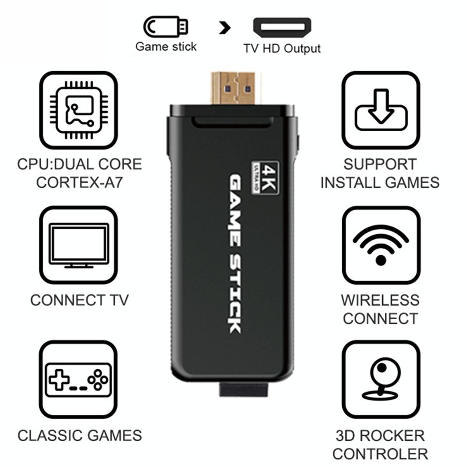 64Gb 4K Retro Game Stick + 2 Wireless Gamepads & 10 000+ Pre-Installed Games-1915198063752908806